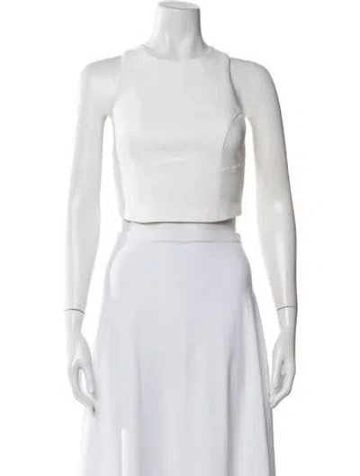 Pre-owned Nonchalant Crew Neck Sleeveless Crop Top In White