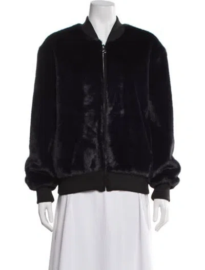 Pre-owned Nonchalant Faux Fur Bomber Jacket W/ Tags In Blue