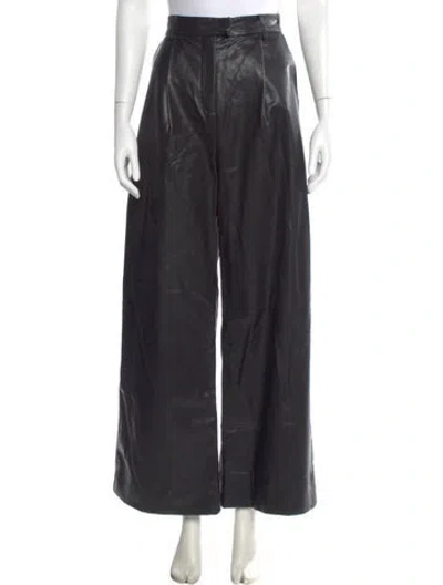 Pre-owned Nonchalant Faux Leather Wide Leg Pants In Black