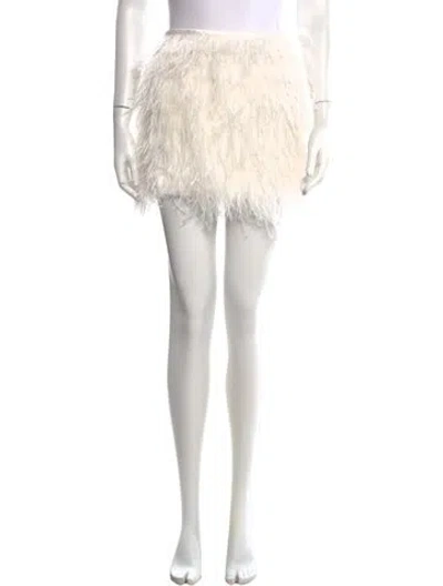 Pre-owned Nonchalant Feather Trim Mini Skirt In White