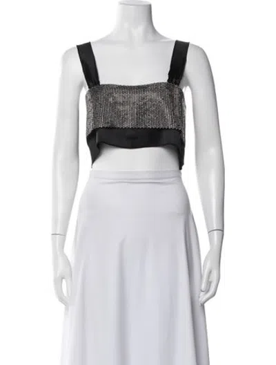 Pre-owned Nonchalant Graphic Print Square Neckline Crop Top In Brown