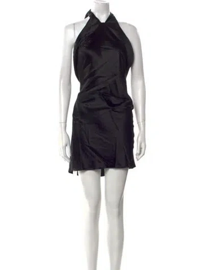 Pre-owned Nonchalant Halterneck Mini Dress In Black