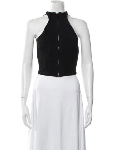 Pre-owned Nonchalant Halterneck Sleeveless Crop Top In Black