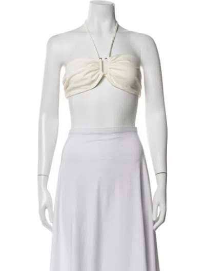 Pre-owned Nonchalant Halterneck Sleeveless Crop Top In Neutrals