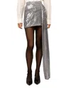 Nonchalant Label Adie Sequined Side Drape Mini Skirt In Quicksilver