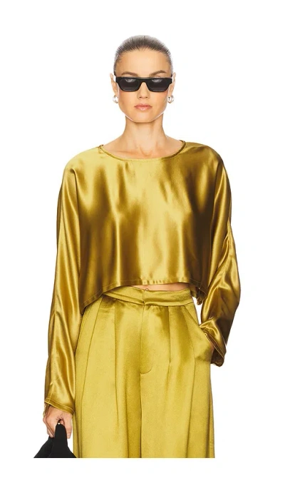 Nonchalant Label Emmy Clean Hem Crop Top In Gold