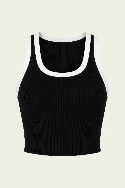 Nonchalant Label Eve Crop Top In Black White