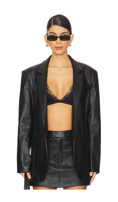 Nonchalant Label Farrell Faux Leather Blazer In 黑色
