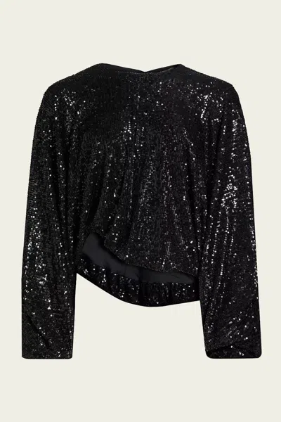 Nonchalant Label Frankie Top In Black Sequin