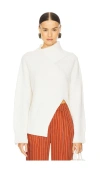 Nonchalant Label Fold Neck Long Sleeve Sweater In Crema