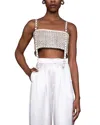 Nonchalant Label Leather Tank Crop Top In Crema
