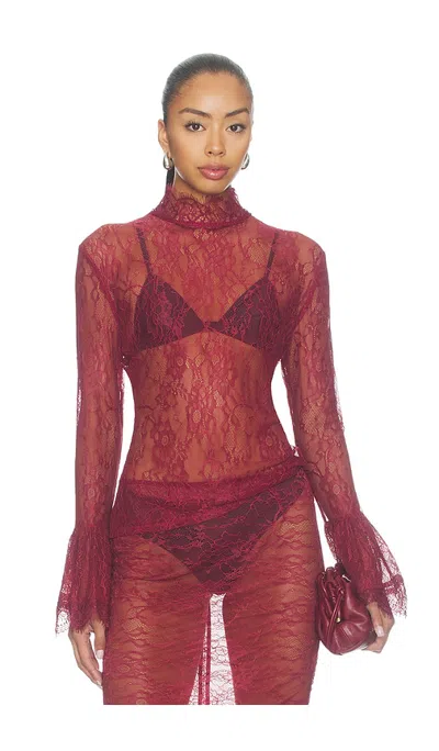 Nonchalant Label Letty Lace Top In Ruby