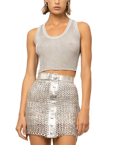 Nonchalant Label Liv Crop Top In Metallic Silver