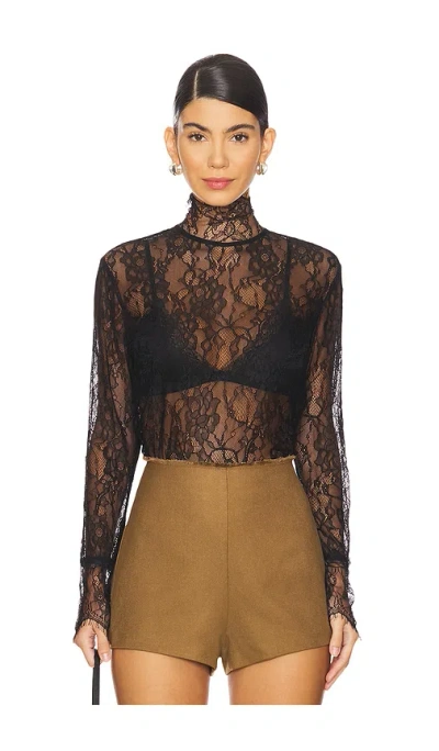 Nonchalant Label Mary Lace Top In 黑色