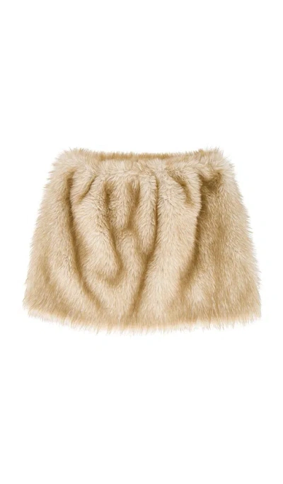 Nonchalant Label Pascale Faux Fur Shawl In Brown