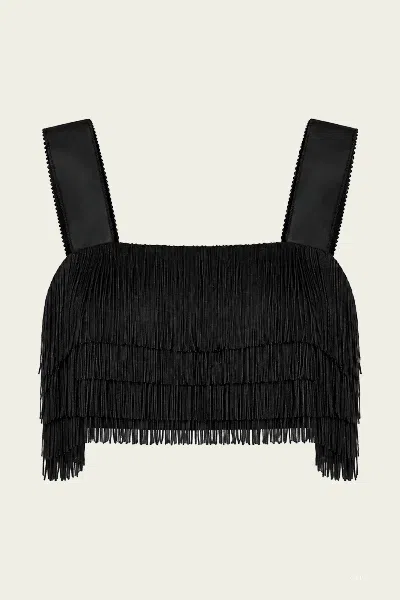 Nonchalant Label Rue Fringe Crop In Black