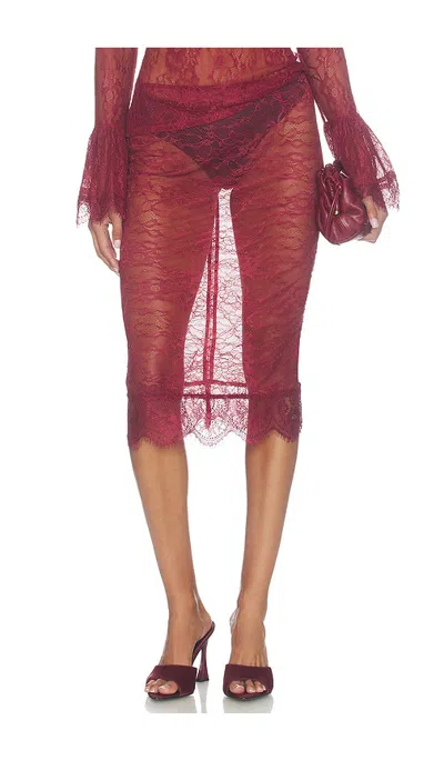 Nonchalant Label Stella Midi Skirt In Ruby