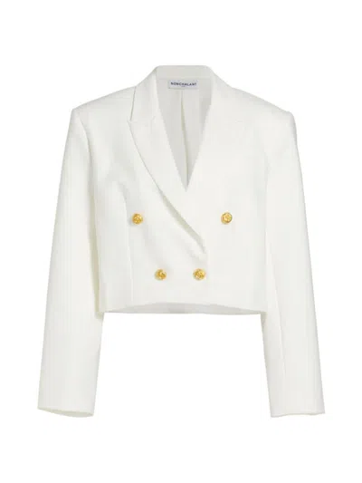 Nonchalant Label Women's Alana Cropped Blazer In White