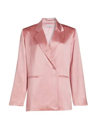 Nonchalant Label Women's Audri Pinstriped Satin Blazer In Desert Rose