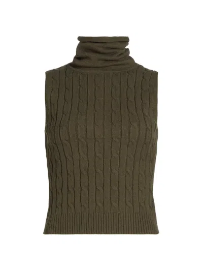 Nonchalant Label Women's Jodie Cable-knit Wool-blend Turtleneck Sleeveless Top In Green