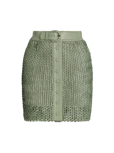 Nonchalant Label Women's Kaiden Leather Knit Miniskirt In Desert Sage