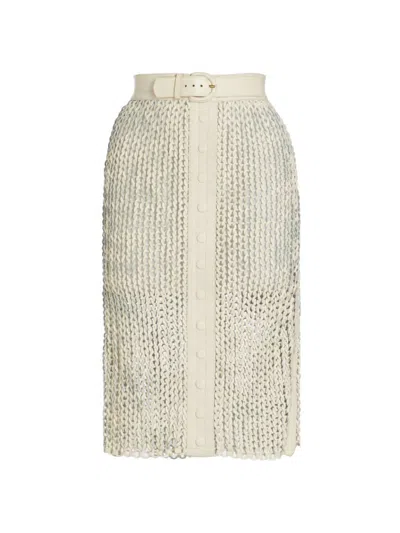 Nonchalant Label Women's Max Knitted Leather Midi-skirt In Crema