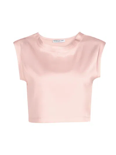Nonchalant Label Women's Mel Silk Crop T-shirt In Desert Rose