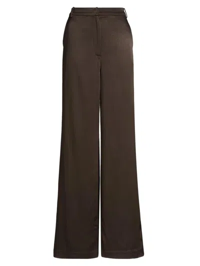 Nonchalant Label Women's Pauline Satin Wide-leg Pants In Brown