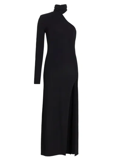 Nonchalant Label Women's Rio One-shoulder Turtleneck Midi-dress In Black