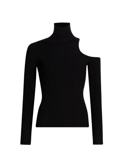 Nonchalant Label Women's Rooney Rib-knit Cut-out Shoulder Top In Black
