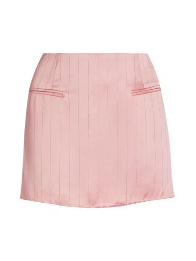 Nonchalant Label Women's Tove Satin Pinstripe Miniskirt In Desert Rose