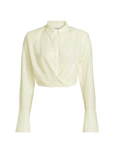 Nonchalant Label Women's Tylan Sequined Crop Shirt In White