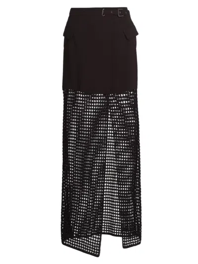 Nonchalant Label Women's Tyra Belted Crochet Maxi Skirt In Black
