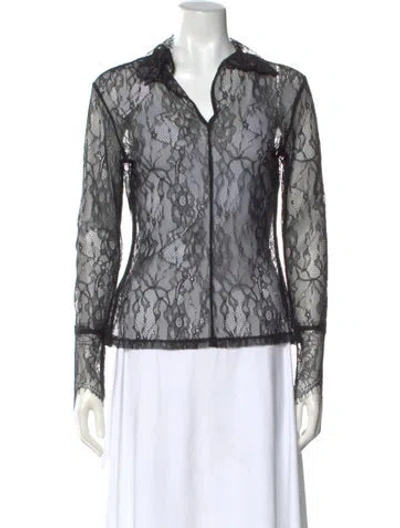 Pre-owned Nonchalant Lace Pattern Long Sleeve Blouse W/ Tags In Multi