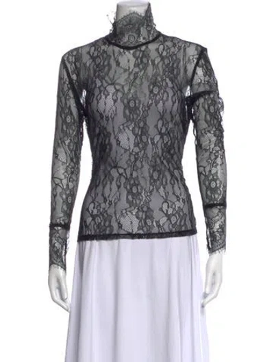 Pre-owned Nonchalant Lace Pattern Turtleneck Top W/ Tags In Multicolor