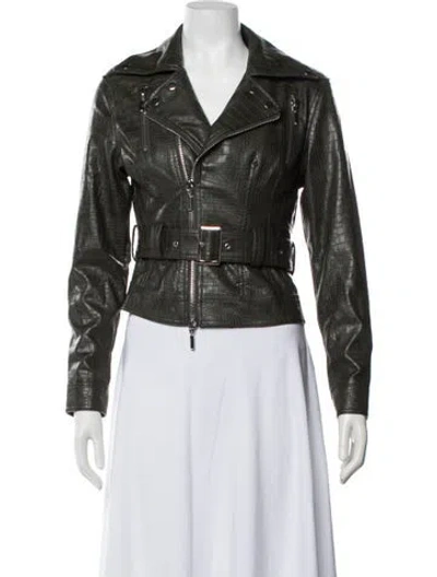 Pre-owned Nonchalant Leather Biker Jacket In Green