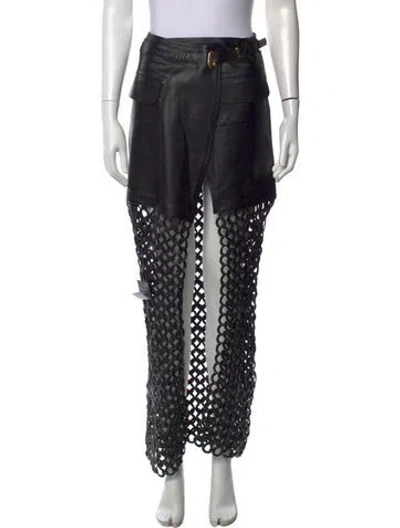 Pre-owned Nonchalant Leather Long Skirt In Black