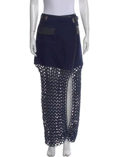 Pre-owned Nonchalant Leather Midi Length Skirt In Blue