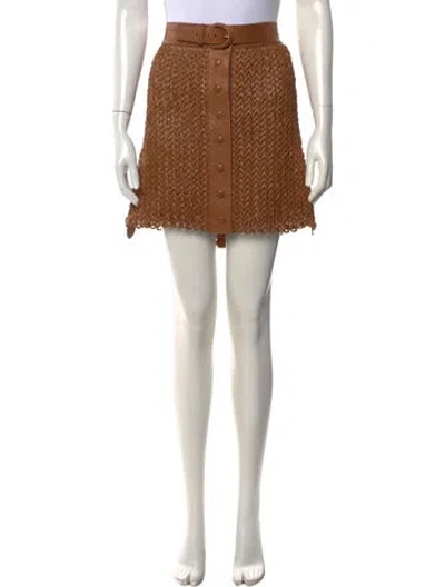 Pre-owned Nonchalant Leather Mini Skirt In Brown