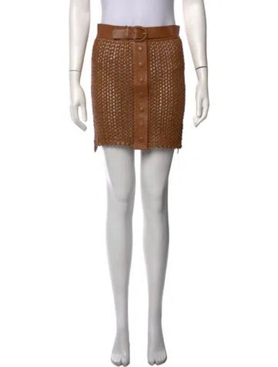Pre-owned Nonchalant Leather Mini Skirt In Brown