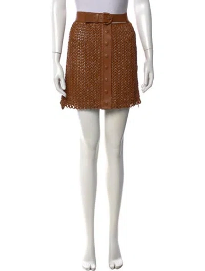Pre-owned Nonchalant Leather Mini Skirt W/ Tags In Brown