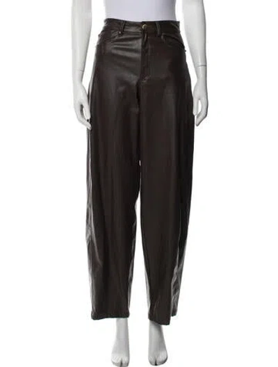 Pre-owned Nonchalant Leather Wide Leg Pants In Brown