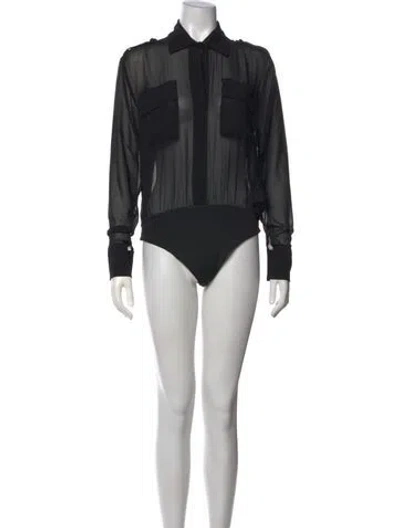 Pre-owned Nonchalant Long Sleeve Bodysuit In Black