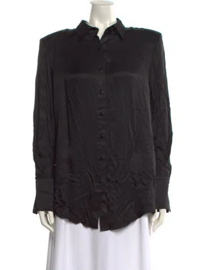 Pre-owned Nonchalant Long Sleeve Button-up Top In Black