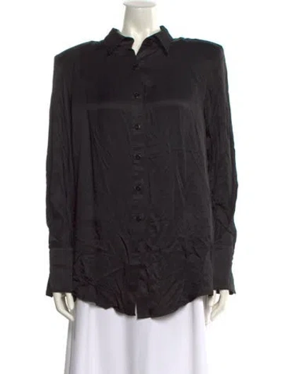 Pre-owned Nonchalant Long Sleeve Button-up Top In Black