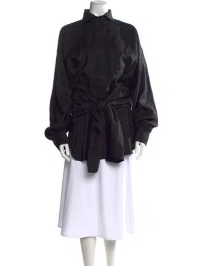 Pre-owned Nonchalant Long Sleeve Button-up Top In Black