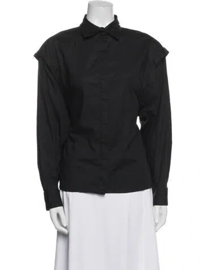 Pre-owned Nonchalant Long Sleeve Button-up Top In Blue