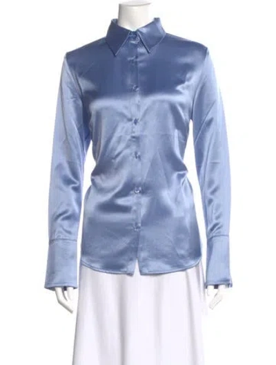 Pre-owned Nonchalant Long Sleeve Button-up Top In Blue