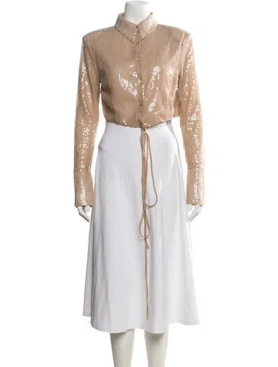 Pre-owned Nonchalant Long Sleeve Button-up Top In Neutral