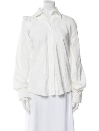 Pre-owned Nonchalant Long Sleeve Button-up Top In Neutral
